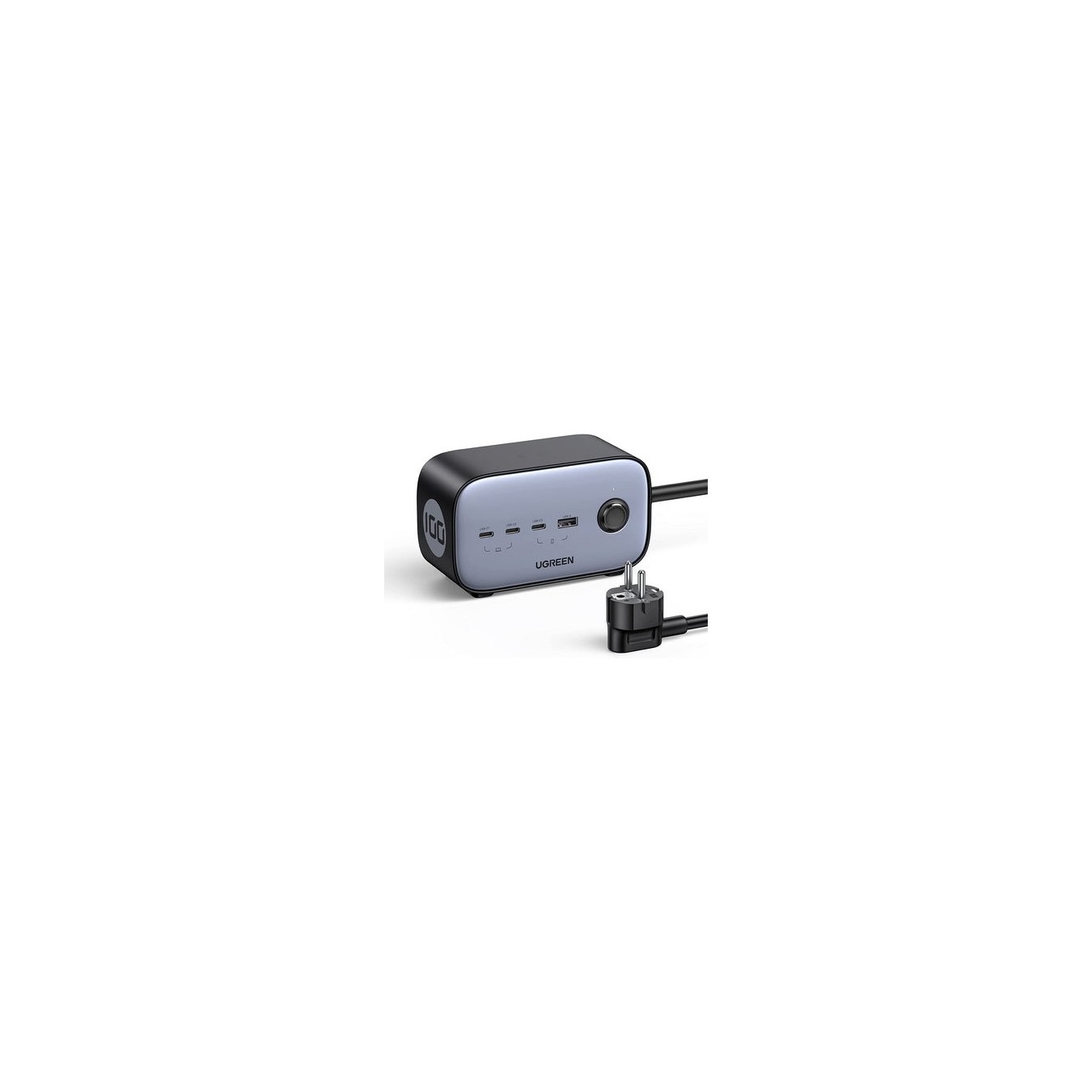 UGREEN DigiNest Cube Power Strip - 1 AC outlet, 4 USB ports, Type C plug, 1.8 m cable, Grey/Black