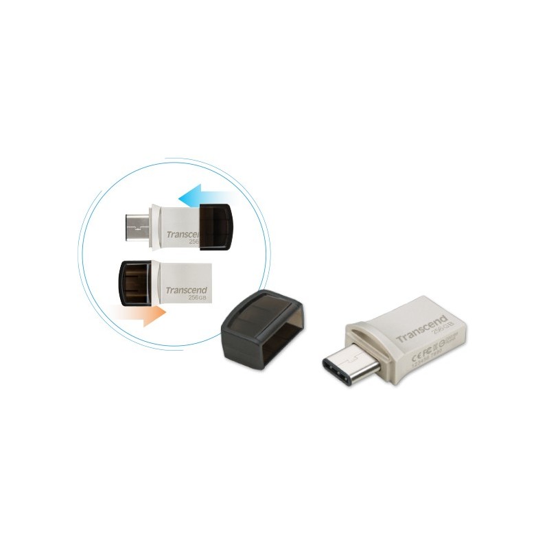 Buy Transcend JetFlash 256GB USB 3.1 Pen Drive - Silver - USB-A & USB-C in Cyprus, Nicosia, Limassol, Larnaka, Pafos
