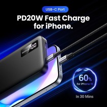 UGREEN 10000mAh Two-way Fast Charging Powerbank - 25742 - (Black, 10000mAh, USB-C input, 2-port USB output)