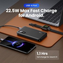 UGREEN 10000mAh Two-way Fast Charging Powerbank - 25742 - (Black, 10000mAh, USB-C input, 2-port USB output)
