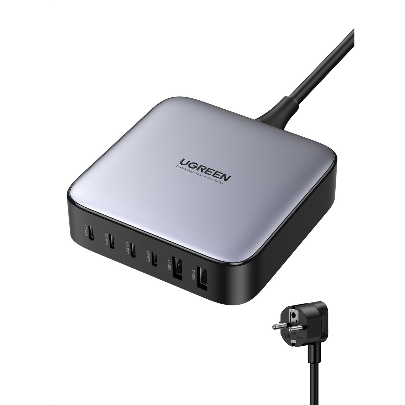 UGREEN Nexode 200W GaN Desktop Charger - 40914 - 2 USB-A + 4 USB-C, Black/Gray — Buy in Cyprus with Fast Delivery