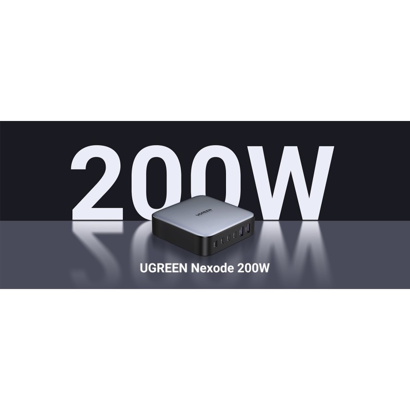 Buy UGREEN Nexode 200W GaN Desktop Charger - 40914 - 2 USB-A + 4 USB-C, Black/Gray in Cyprus, Nicosia, Limassol, Larnaka, Pafos