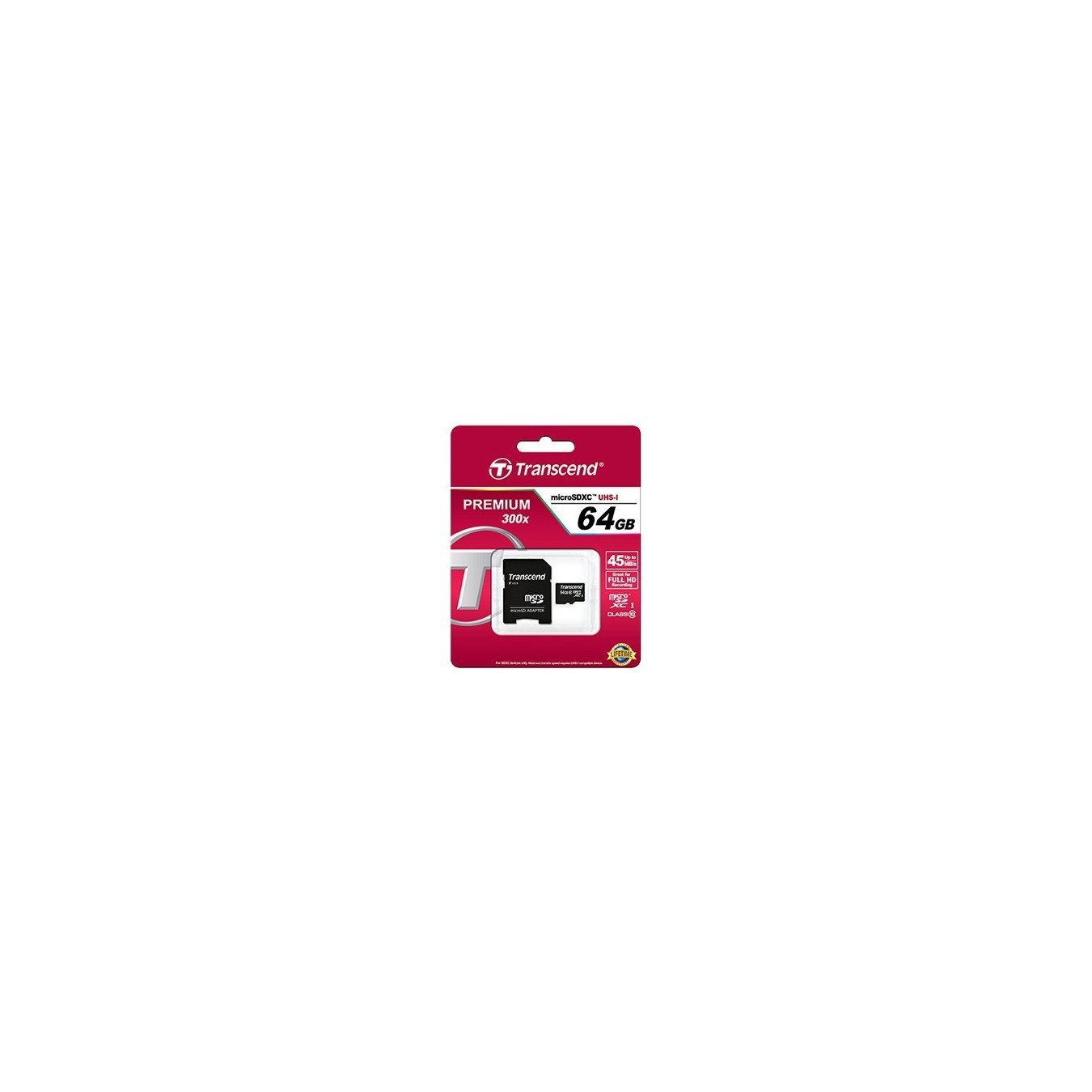 Transcend microSDXC Card 64GB - Black - Class 10 with Adapter — Buy in Cyprus with Fast Delivery