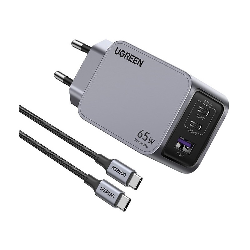 Buy UGREEN Nexode Pro 65W GaN Charger with USB-C Cable - 25871 - Grey, 65W, 3-Po... in Cyprus, Nicosia, Limassol, Larnaka, Pafos