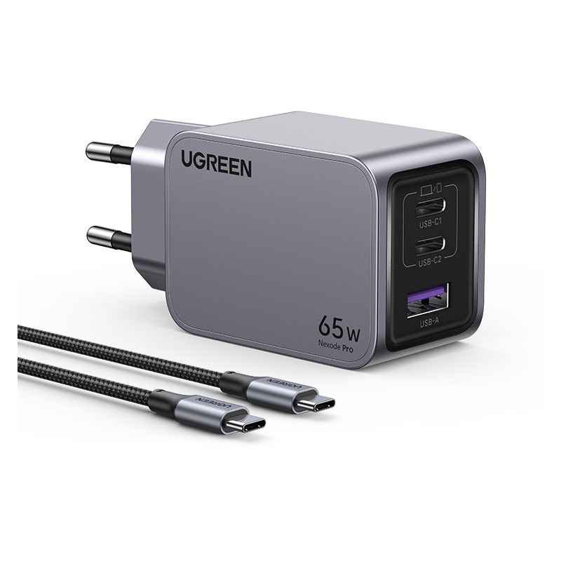 Buy UGREEN Nexode Pro 65W GaN Charger with USB-C Cable - 25871 - Grey, 65W, 3-Po... in Cyprus, Nicosia, Limassol, Larnaka, Pafos