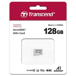 Buy Transcend 300S MicroSDXC 128GB - 300S - Silver, U3, V30, A1, Class 10 +Adapter in Cyprus, Nicosia, Limassol, Larnaka, Pafos