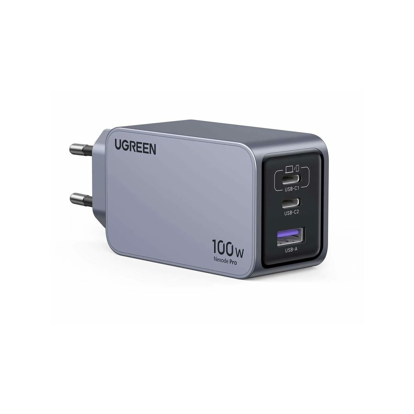 UGREEN Nexode Pro 100W GaN Charger - EU Plug, 2x USB-C, 1x USB-A, Indoor, Black/Grey — Buy in Cyprus with Fast Delivery