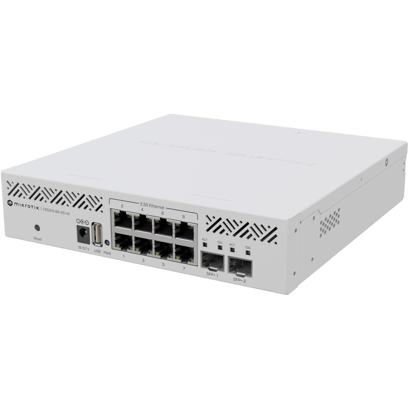 MikroTik CRS310-8G+2S+IN M RM - 8x2.5G + 2x SFP+, L3 Managed, Rackmount, White, 256MB RAM, 800MHz