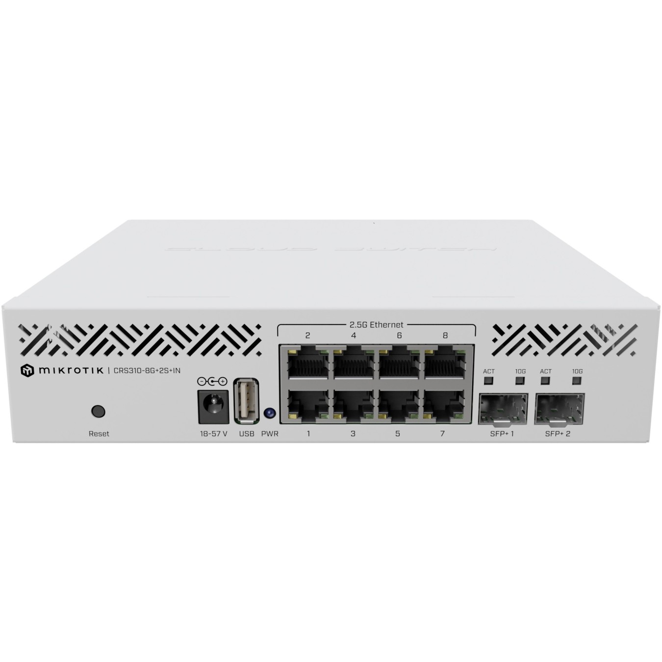 MikroTik CRS310-8G+2S+IN M RM - 8x2.5G + 2x SFP+, L3 Managed, Rackmount, White, 256MB RAM, 800MHz