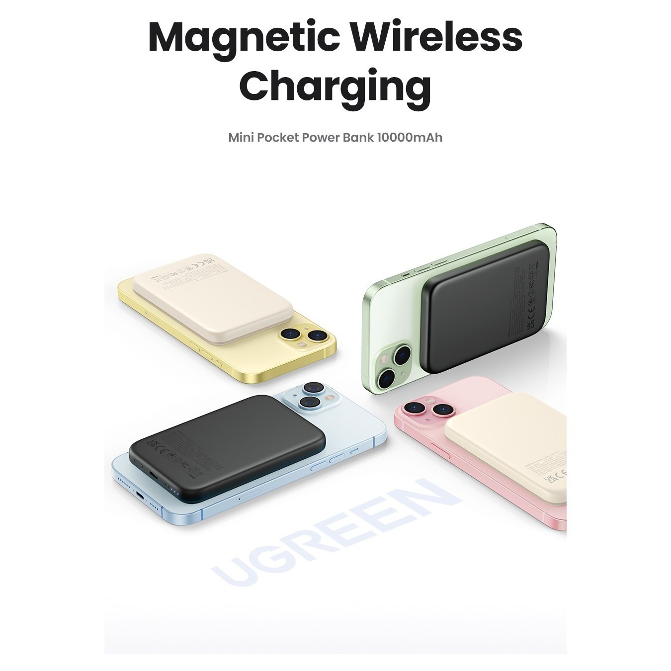 UGREEN 10000mAh Mini Powerbank Wireless 20W MagSafe - Beige — Buy in Cyprus with Fast Delivery
