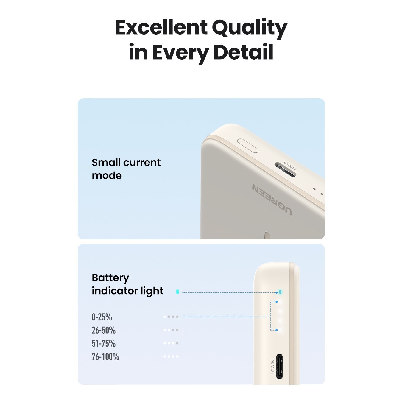 UGREEN 10000mAh Mini Powerbank Wireless 20W MagSafe - Beige — Buy in Cyprus with Fast Delivery