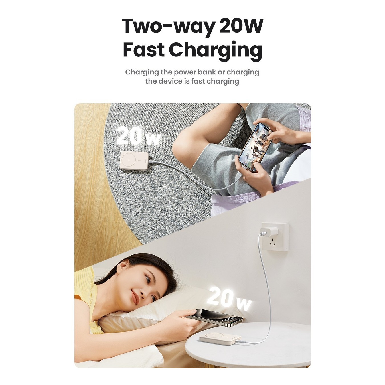 UGREEN 10000mAh Mini Powerbank Wireless 20W MagSafe - Beige — Buy in Cyprus with Fast Delivery