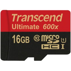 Buy Transcend microSD Card 16GB SDHC UHS-I 600x with Adapter - Black/Red in Cyprus, Nicosia, Limassol, Larnaka, Pafos