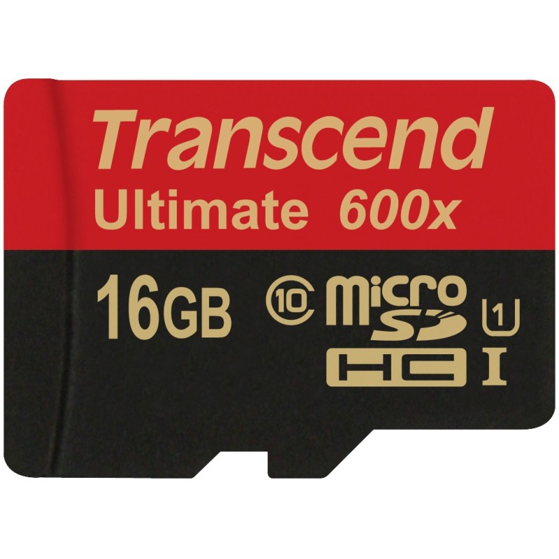 Buy Transcend microSD Card 16GB SDHC UHS-I 600x with Adapter - Black/Red in Cyprus, Nicosia, Limassol, Larnaka, Pafos