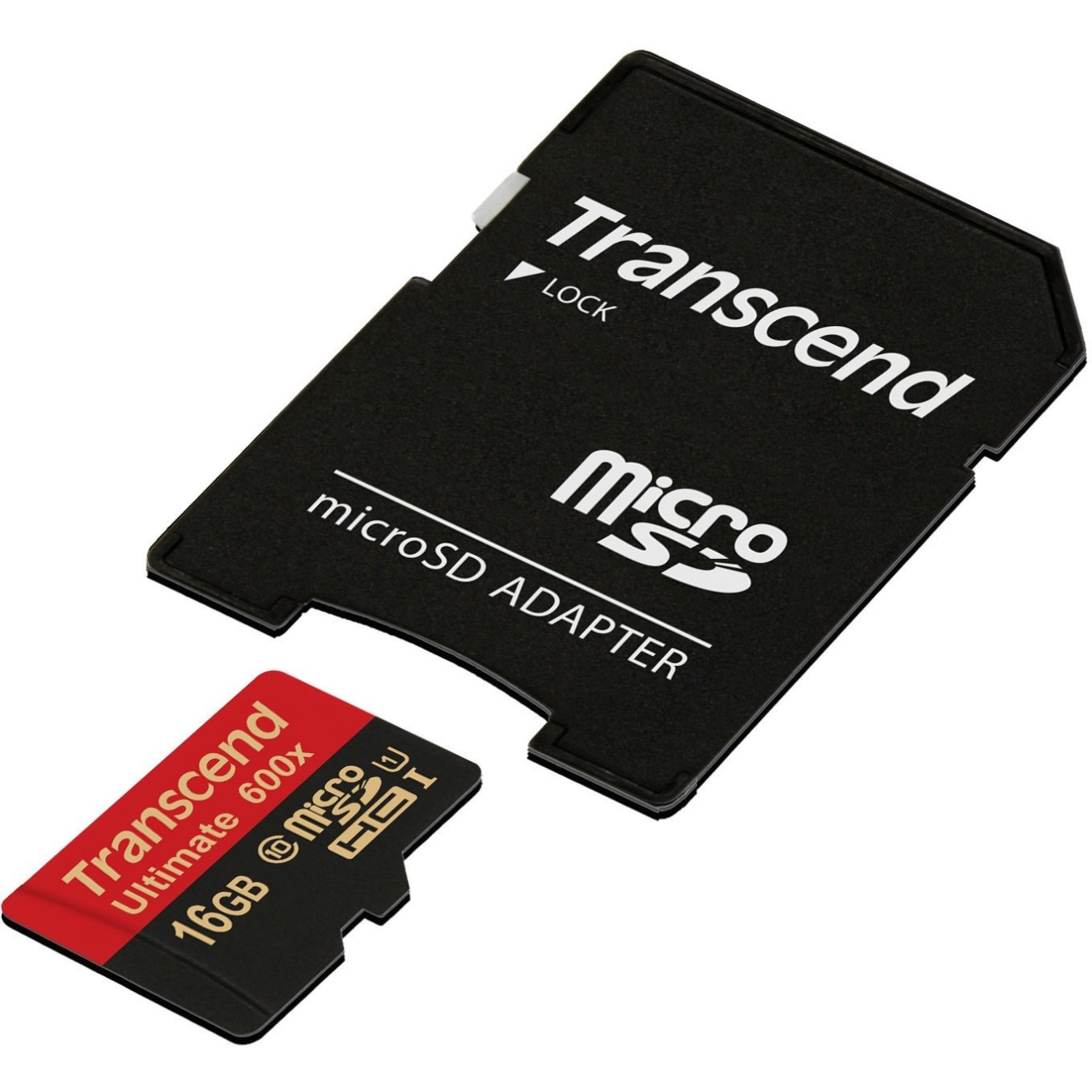 Transcend microSD Card 16GB SDHC UHS-I 600x with Adapter - Black/Red — Buy in Cyprus with Fast Delivery