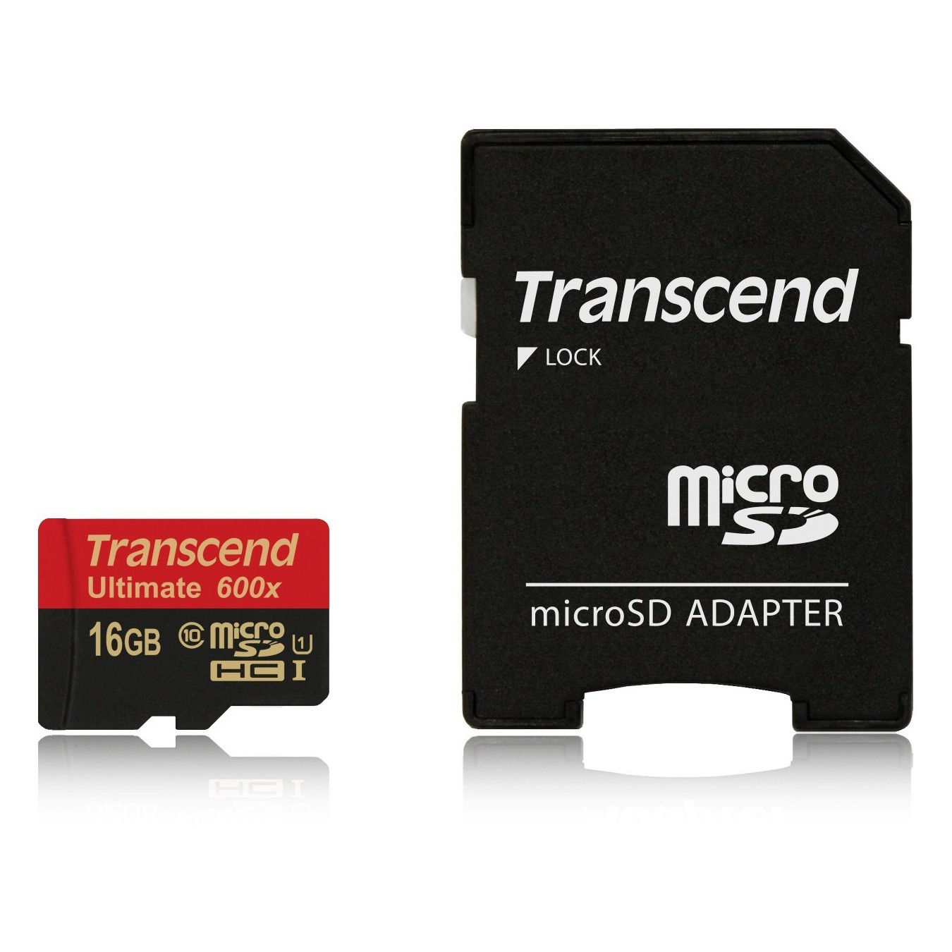 Transcend microSD Card 16GB SDHC UHS-I 600x with Adapter - Black/Red — Buy in Cyprus with Fast Delivery