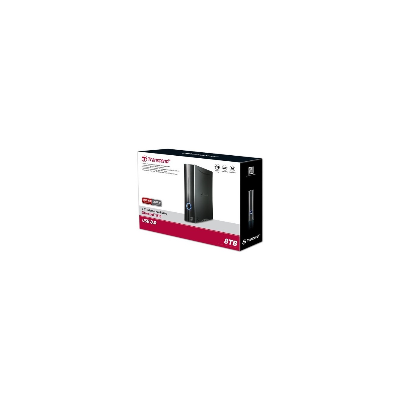 Transcend StoreJet 8TB 3.5in HDD - 35T3 - (Black, 8TB, 3.5in, USB 3.2 Gen1) — Buy in Cyprus with Fast Delivery