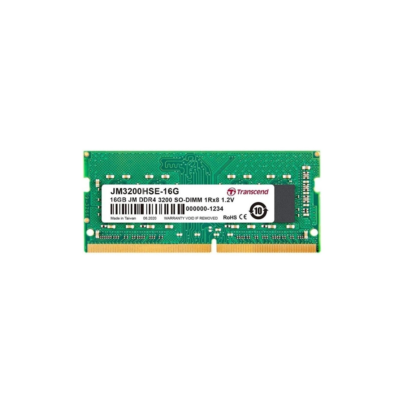 Transcend JetRam DDR4-3200 SO-DIMM 16GB - JM3200HSE-16G - Low-profile Laptop Memory (CL22, 1.2V)
