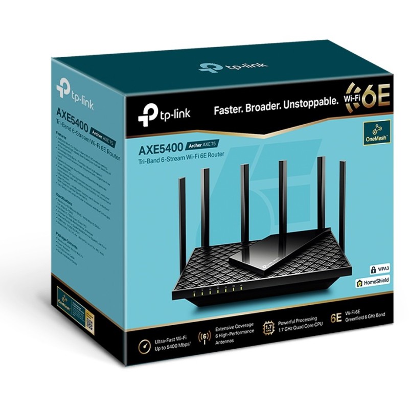 Buy TP-Link Archer AXE75 - AX5400 Tri-band (2.4+5+5 GHz) in Cyprus, Nicosia, Limassol, Larnaka, Pafos