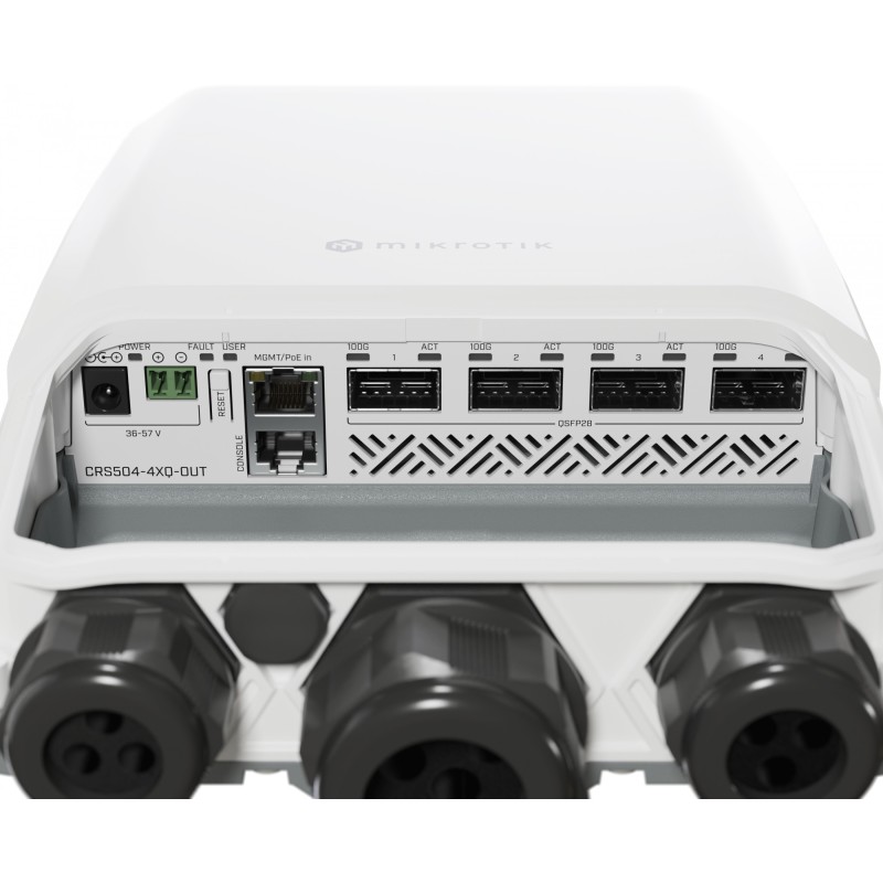 Buy CRS504-4XQ-OUT MikroTik - 16 PoE Ports, 4x QSFP28 Uplinks, Rackmount in Cyprus, Nicosia, Limassol, Larnaka, Pafos