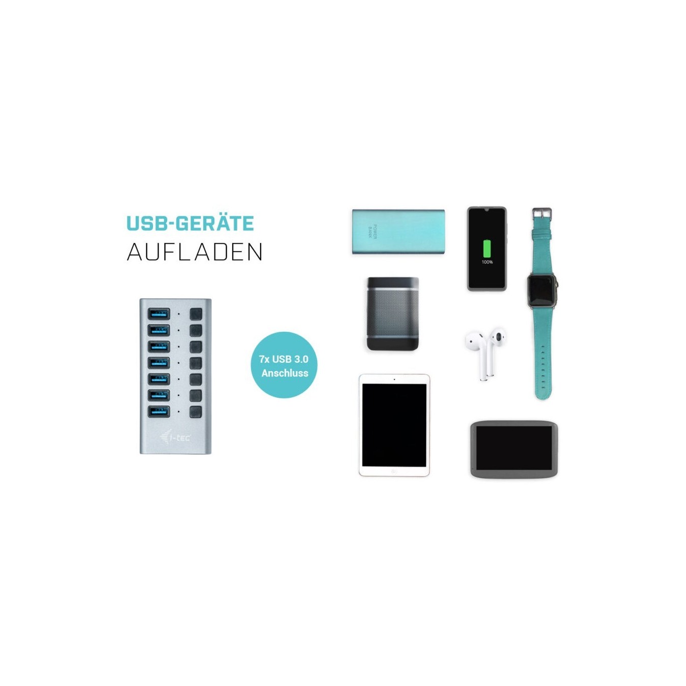 D I-TEC USB 3.0 HUB 7 PORT 36 W - 7-Port USB Hub (36 W Total) — Buy in Cyprus with Fast Delivery