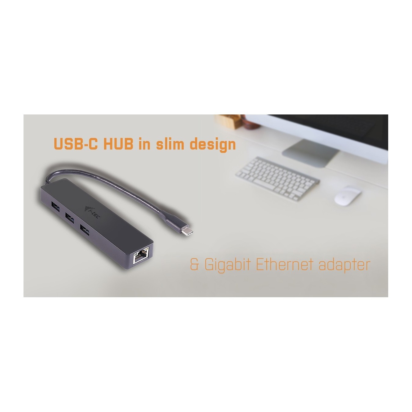 D I-TEC USB-C SLIM HUB + GLAN - Slim USB-C hub with Gigabit LAN — Buy in Cyprus with Fast Delivery