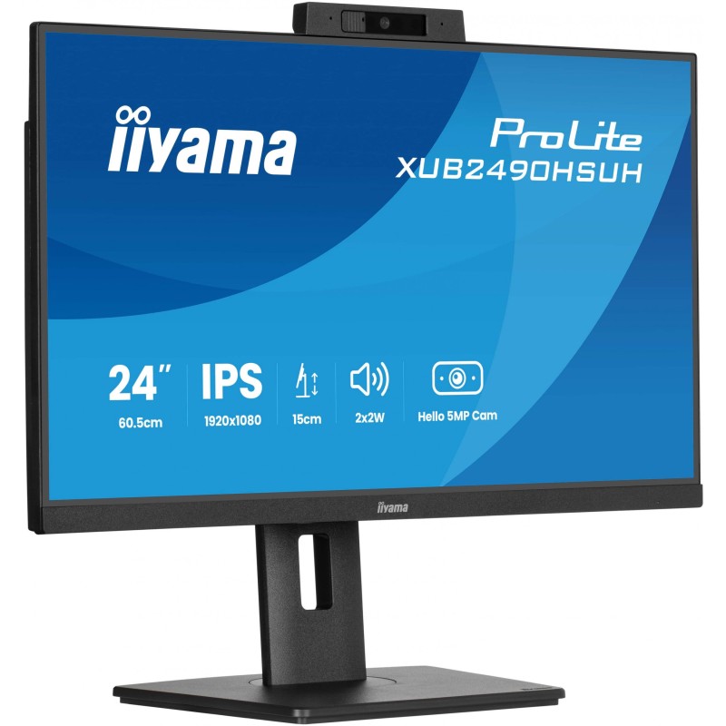 Buy IIYAMA 60.5cm (23.8') XUB2490HSUH-B2 - 16:9 IPS Monitor with HDMI + DP WebCam in Cyprus, Nicosia, Limassol, Larnaka, Pafos