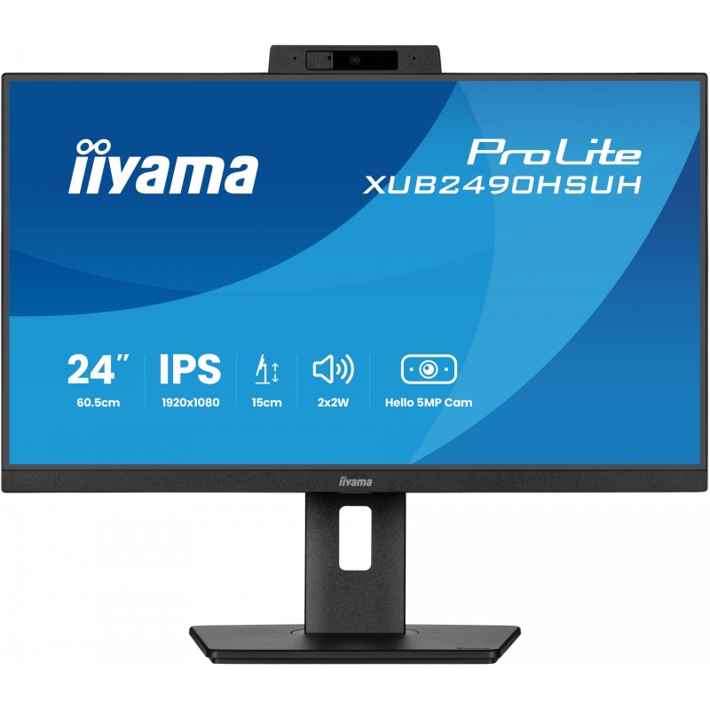 Buy IIYAMA 60.5cm (23.8') XUB2490HSUH-B2 - 16:9 IPS Monitor with HDMI + DP WebCam in Cyprus, Nicosia, Limassol, Larnaka, Pafos