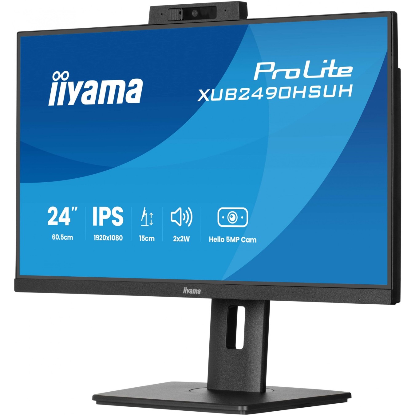 IIYAMA 60.5cm (23.8') XUB2490HSUH-B2 - 16:9 IPS Monitor with HDMI + DP WebCam — Buy in Cyprus with Fast Delivery