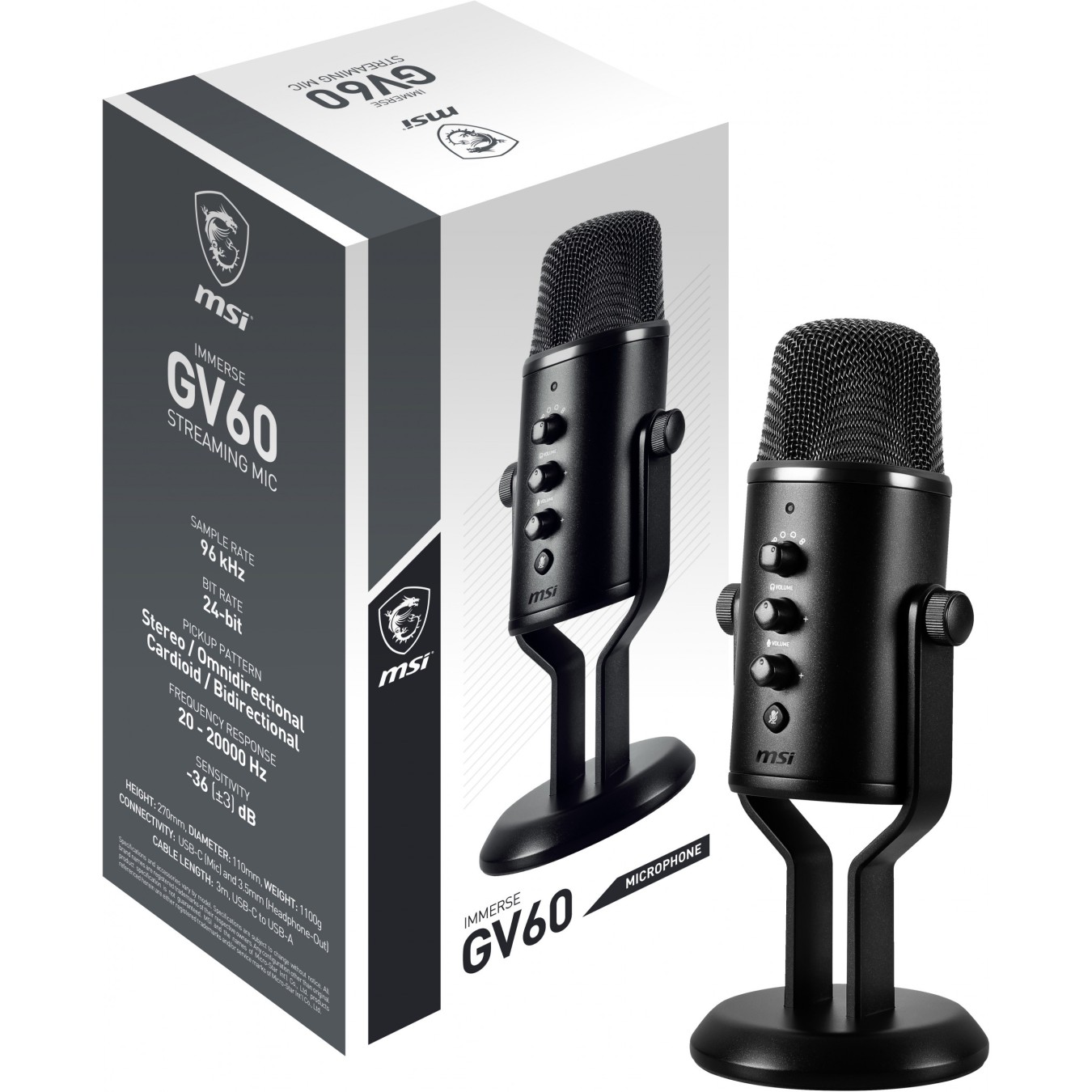 MSI Immerse GV60 Streaming Mic - GV60 - (Black) — Buy in Cyprus with Fast Delivery