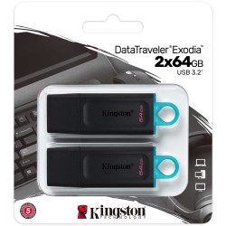 Buy STICK 64GB USB 3.2 Kingston DataTraveler Exodia 2-Pack - Black Teal in Cyprus, Nicosia, Limassol, Larnaka, Pafos