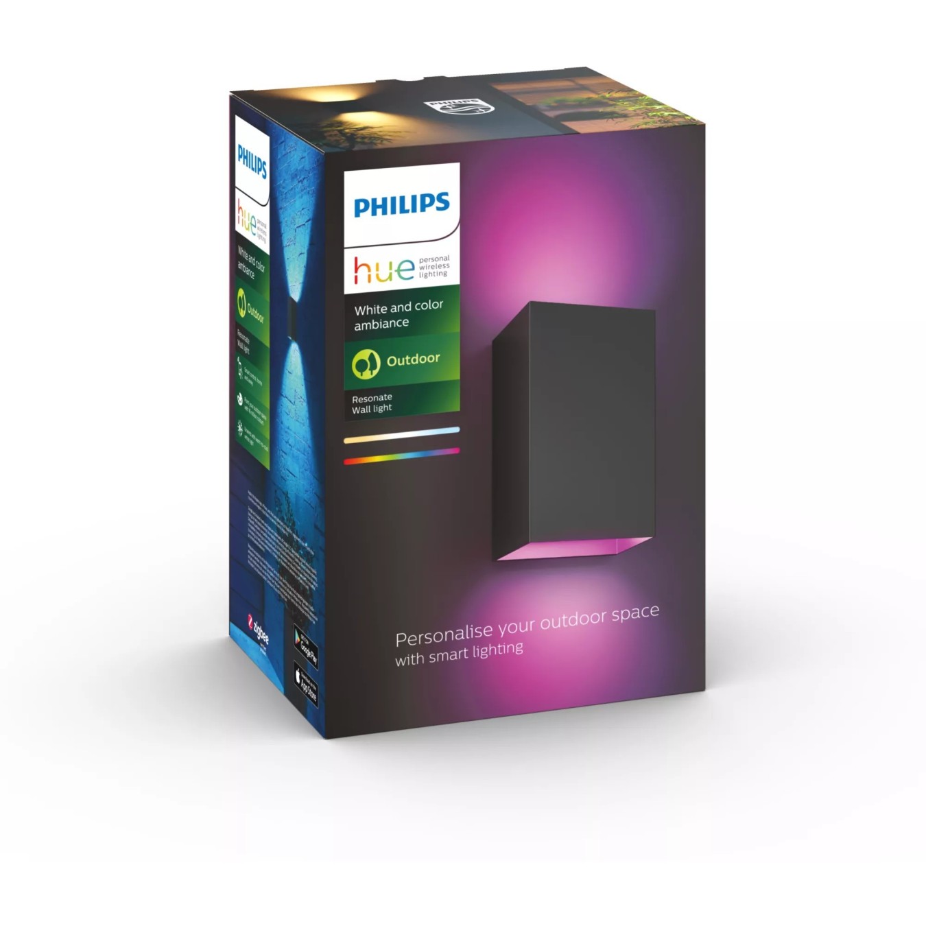 Philips Hue White & Color Ambiance Resonate Wall Light - Black - 1200 lm, White & Color Ambiance