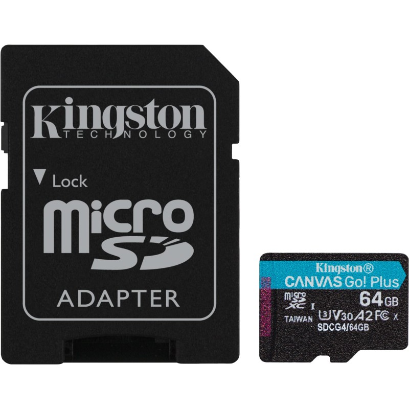 Buy Kingston Canvas Go Plus Gen4 64GB microSDXC - U3 V30 with Adapter in Cyprus, Nicosia, Limassol, Larnaka, Pafos