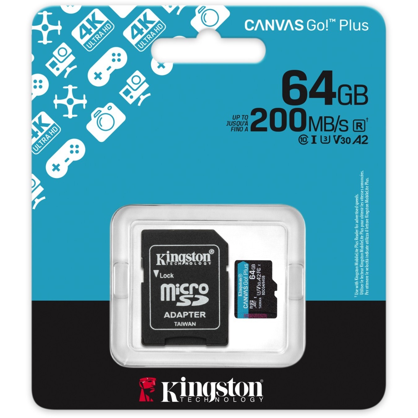 Kingston Canvas Go Plus Gen4 64GB microSDXC - U3 V30 with Adapter — Buy in Cyprus with Fast Delivery