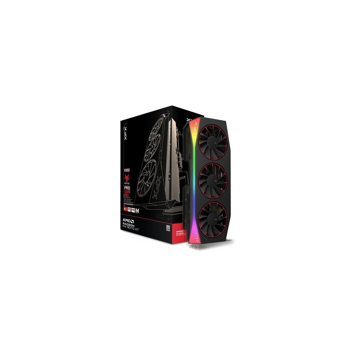 RX 9070 XT 16GB XFX Mercury Magnetic Air Gaming RGB OC GDDR6 3 Fan - RX 9070 XT - Air-cooled, RGB, 16GB GDDR6