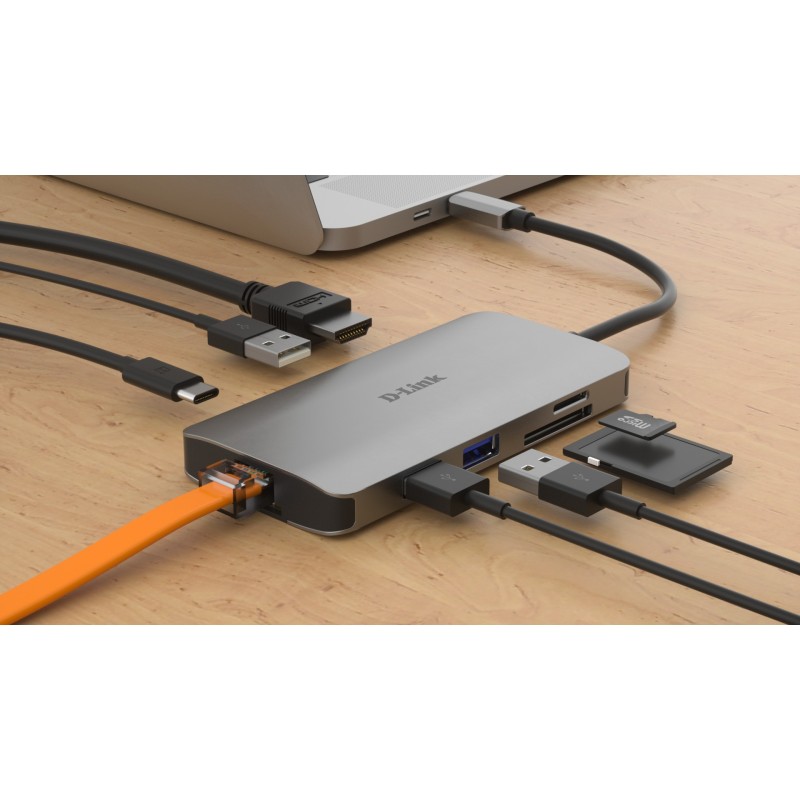Buy USB-C HUB 8-Port D-Link - DUB-M810 - HDMI 4K, 3x USB 3.0, SD/microSD, USB-C,... in Cyprus, Nicosia, Limassol, Larnaka, Pafos