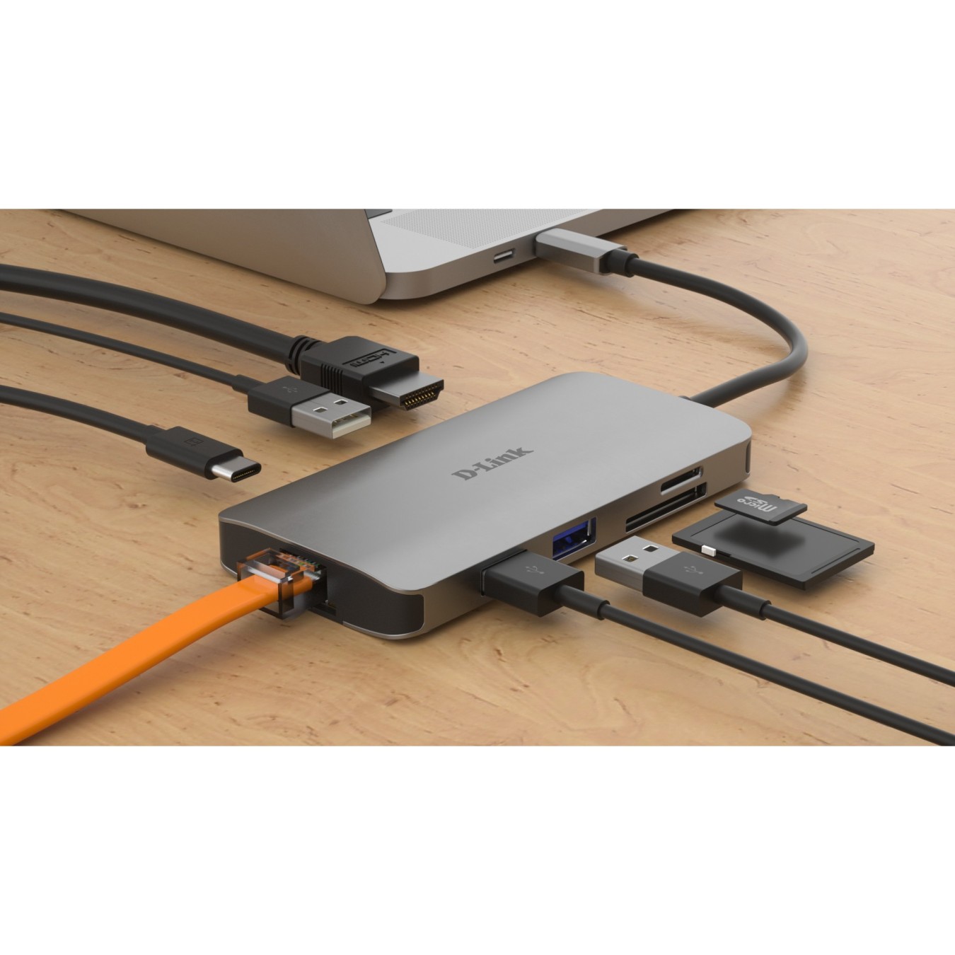 USB-C HUB 8-Port D-Link - DUB-M810 - HDMI 4K, 3x USB 3.0, SD/microSD, USB-C, Gigabit LAN, Grey