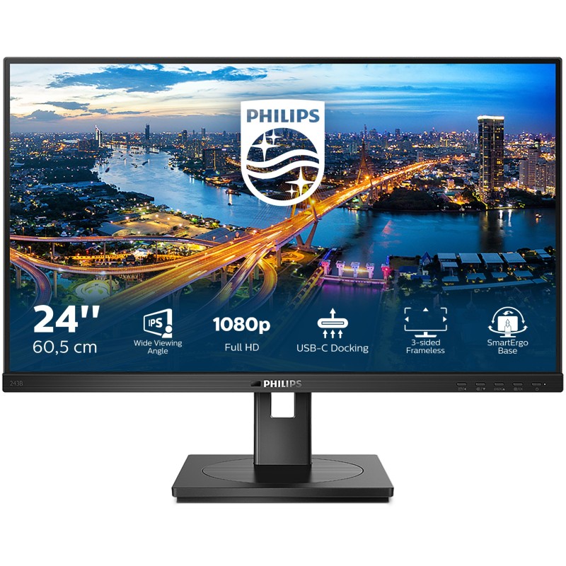 Buy Philips 23.8-inch IPS Monitor - 243B1 - HDMI, DP, USB-C, Flat Panel in Cyprus, Nicosia, Limassol, Larnaka, Pafos