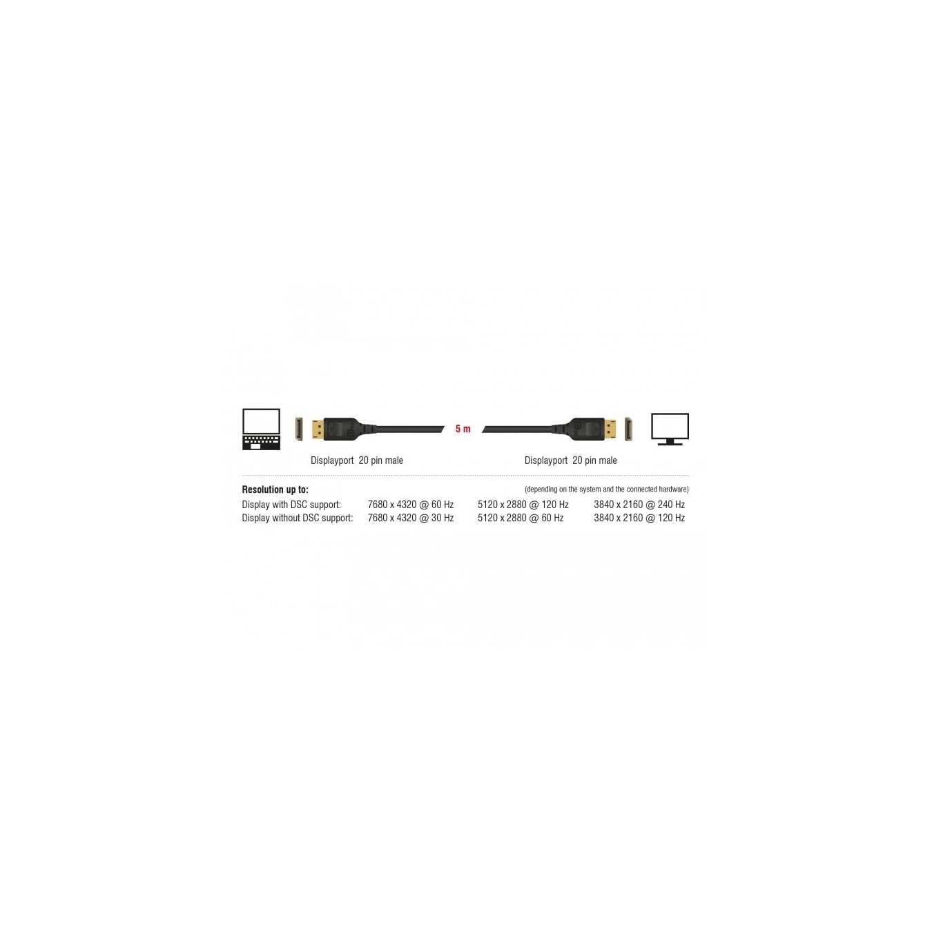 DELOCK DisplayPort Cable 8K 60 Hz 5m DP 8K certified — Buy in Cyprus with Fast Delivery