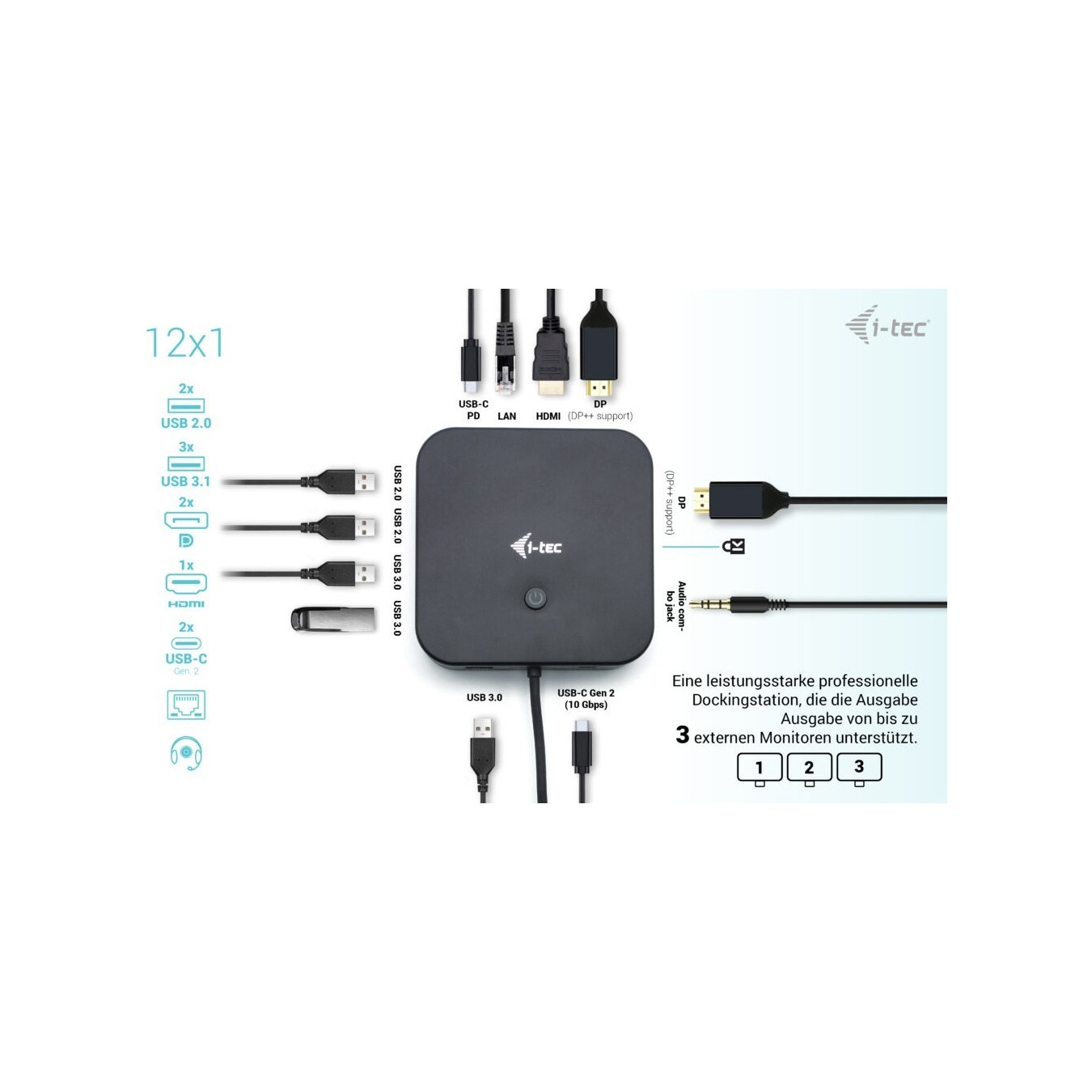 D I-TEC USB-C HDMI+2X DP Dock Charger - PD 100W USB-C Alt-Mode — Buy in Cyprus with Fast Delivery