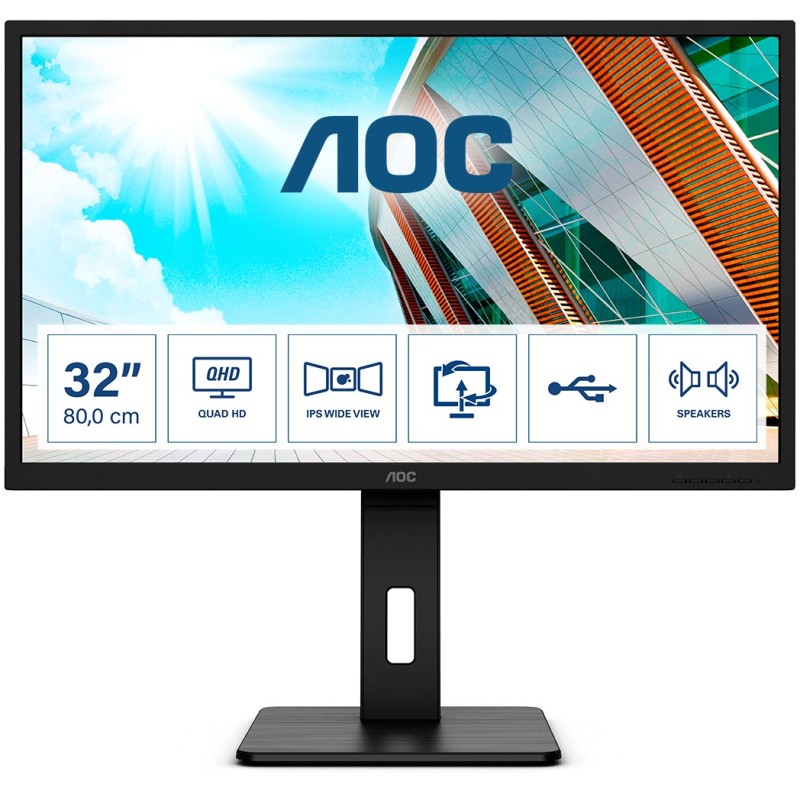 Buy AOC Q32P2 Monitor - Q32P2 - 31.5-inch, 2560x1440, 4 ms, DP, Black in Cyprus, Nicosia, Limassol, Larnaka, Pafos