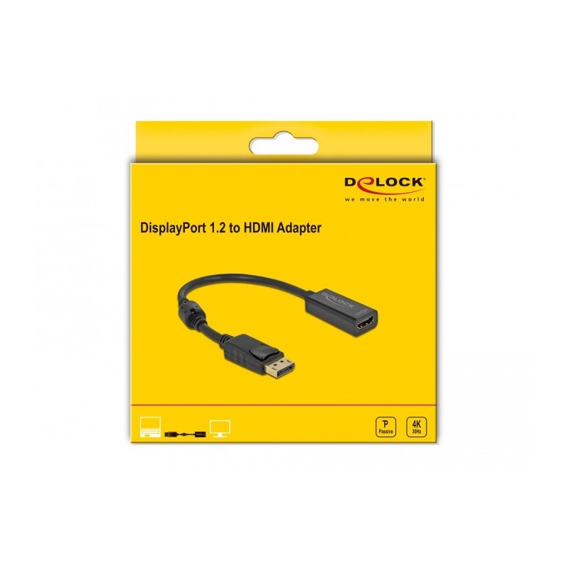 Buy DELOCK DisplayPort 1.2 to HDMI Adapter - 4K Passive, Black in Cyprus, Nicosia, Limassol, Larnaka, Pafos
