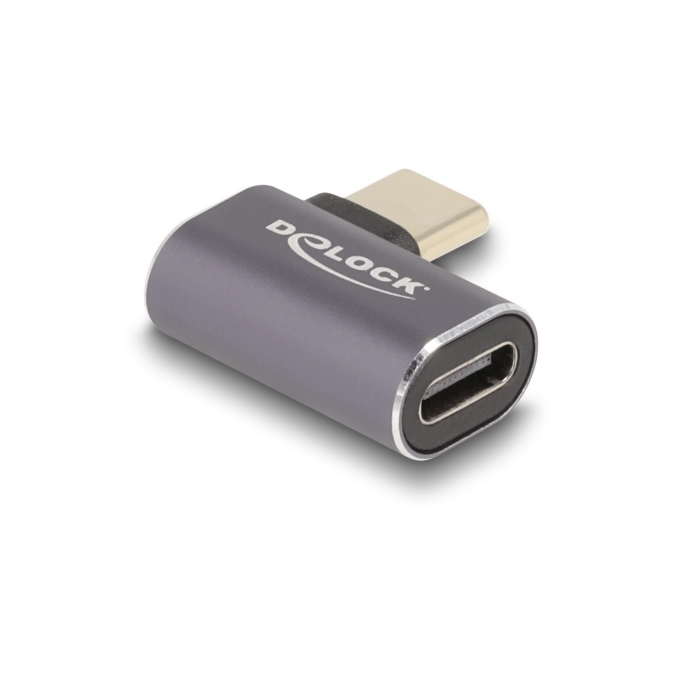 DELOCK USB-C to USB-C Adapter 40 Gbps USB4 PD 100W - Right-Angle, Aluminum, 8K60 Hz — Buy in Cyprus with Fast Delivery
