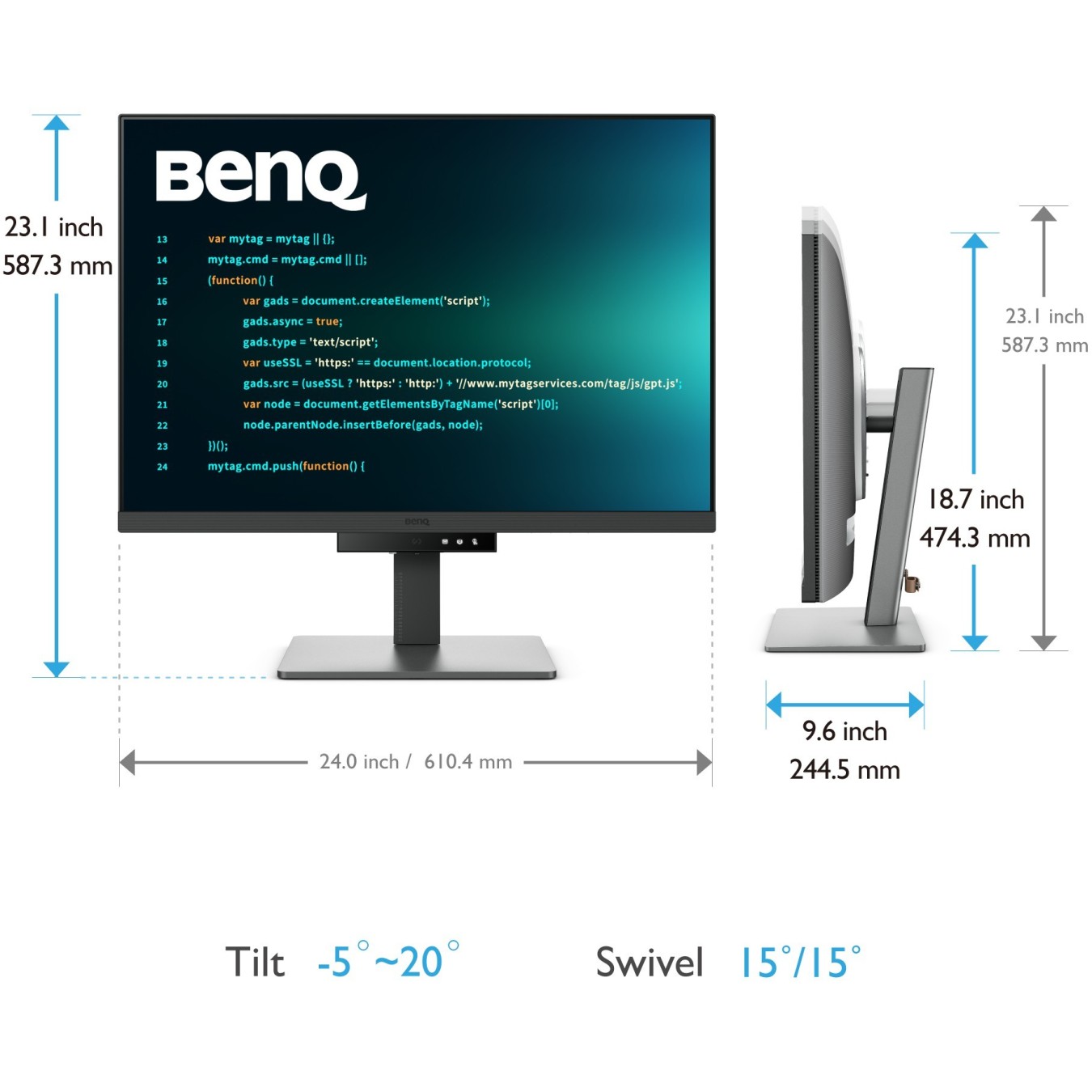 BenQ 71.6cm 3:2 UHD Monitor with HDMI, USB-C, DP - RD280U - Silver lift pivot stand — Buy in Cyprus with Fast Delivery