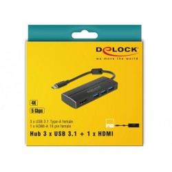 Buy DELOCK USB 3.1 Gen 1 USB-C to 3x USB 3.0 Type-A Hub + 1x HDMI DP Alt Mode 4K... in Cyprus, Nicosia, Limassol, Larnaka, Pafos