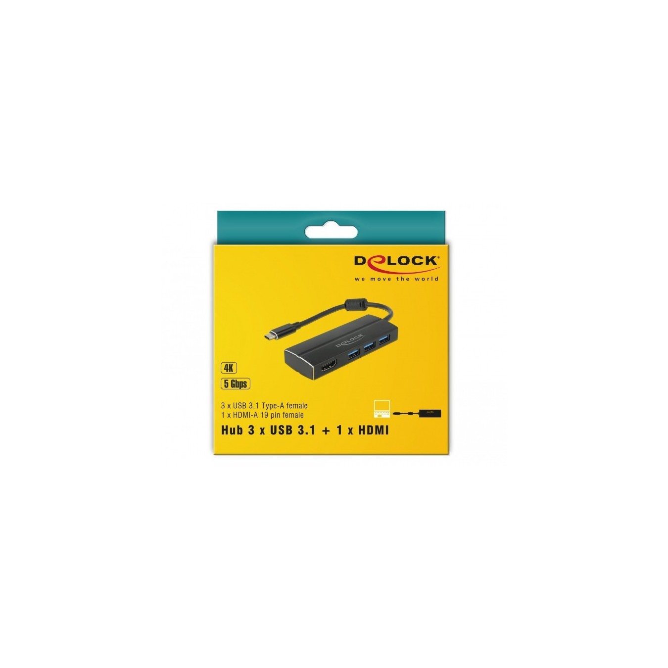 DELOCK USB 3.1 Gen 1 USB-C to 3x USB 3.0 Type-A Hub + 1x HDMI DP Alt Mode 4K 30 Hz — Buy in Cyprus with Fast Delivery