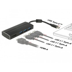 Buy DELOCK USB 3.1 Gen 1 USB-C to 3x USB 3.0 Type-A Hub + 1x HDMI DP Alt Mode 4K... in Cyprus, Nicosia, Limassol, Larnaka, Pafos