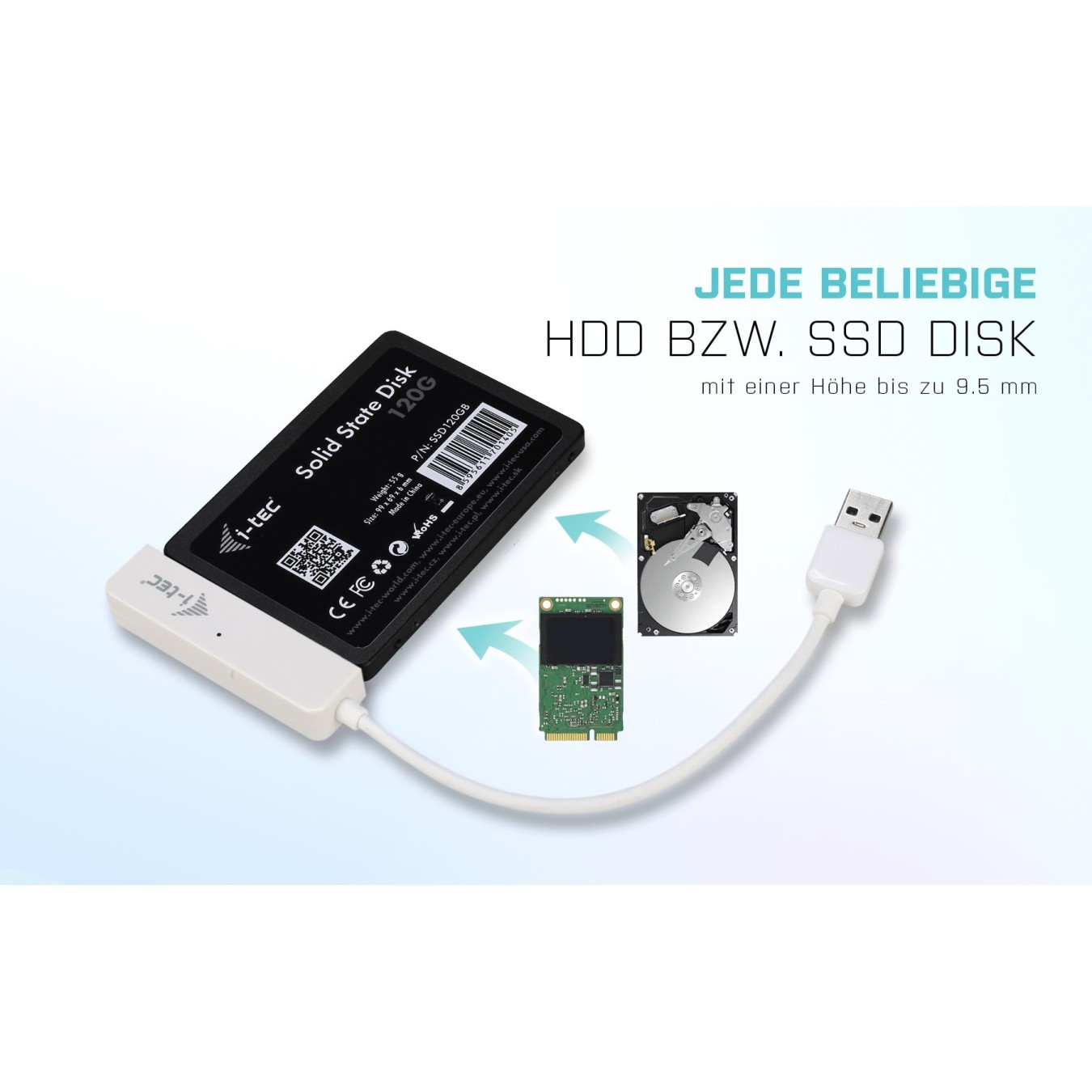 I-TEC USB External Case 2.5IN - 2.5 SATA Drive Enclosure, USB Interface — Buy in Cyprus with Fast Delivery