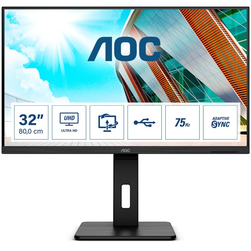 Buy AOC P2 4K UHD Monitor - U32P2 - 31.5-inch, 75Hz, Pivot, USB 3.2, 2xHDMI, DP,... in Cyprus, Nicosia, Limassol, Larnaka, Pafos