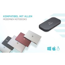 DI-TEC TB 3 Dual 4K Docking - TB 3 - Black Aluminum, 85W PD, USB-C/USB-A, HDMI/DP, Ethernet — Buy in Cyprus with Fast Delivery